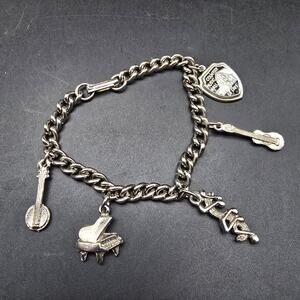 Country Music Hall of Fame Charm Bracelet Silver Tone Music Theme